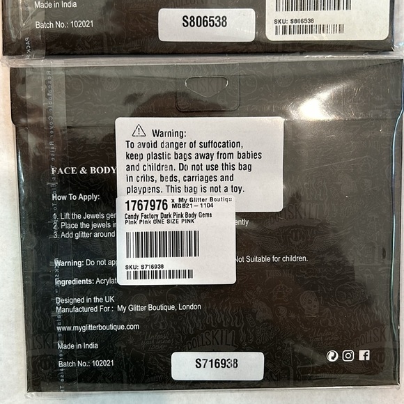 Dolls Kill Face and Body jewels stick on new pink butterfly & gems 2 pack set - Picture 2 of 5